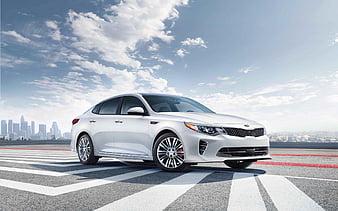 Kia Optima, 2018, white Optima, new Optima, sedan, Korean cars, Kia, HD wallpaper