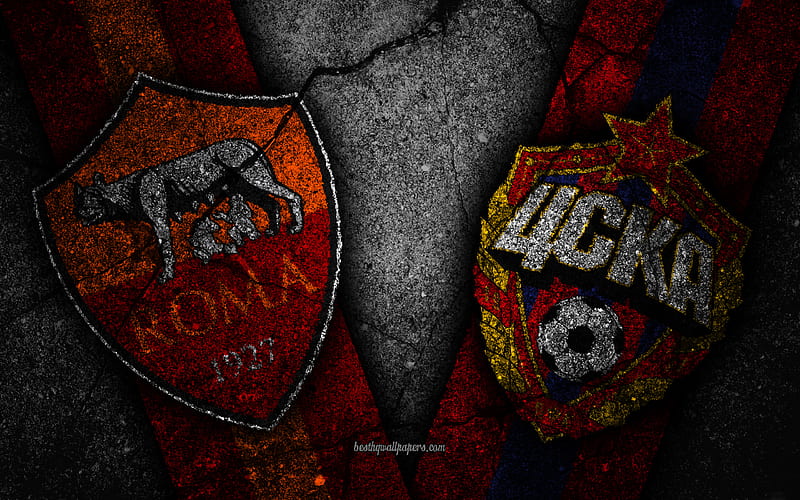 Roma vs CSKA Moscow, Champions League, Group Stage, Round 3, creative, AS Roma, CSKA Moscow FC, black stone, HD wallpaper