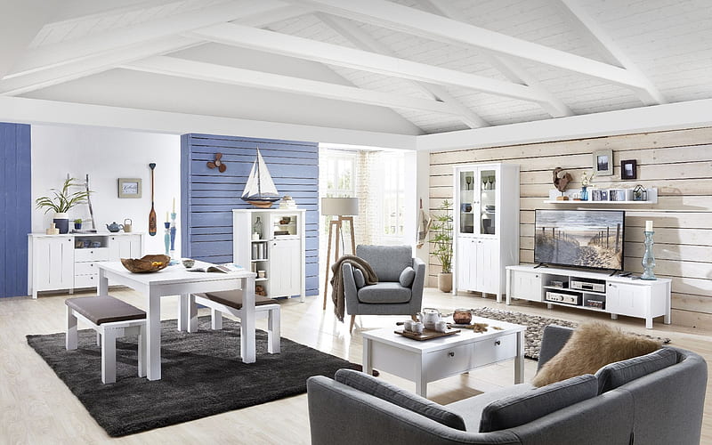 stylish interior, living room, light interior, Scandinavian style, modern interior design, HD wallpaper