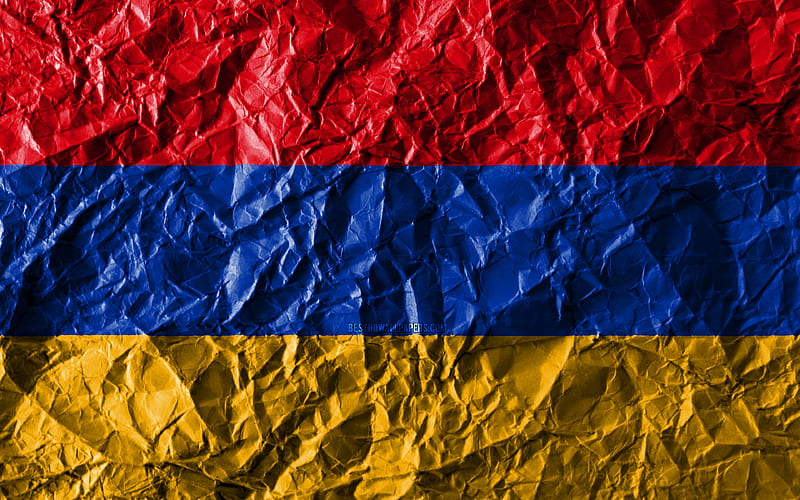 Armenia flag crumpled paper, Asian countries, creative, Flag of Armenia, national symbols, Asia, Armenia 3D flag, Armenia, HD wallpaper