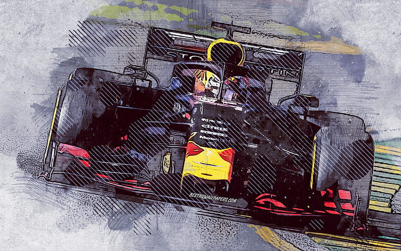 Max Verstappen, Red Bull Racing, Formula 1, 2019, Red Bull RB15, grunge art, creative art, F1, Red Bull, Dutch racing driver, HD wallpaper