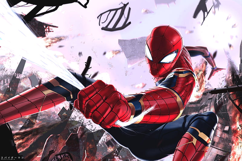 Spidey Infinity War Armor, spiderman, avengers-infinity-war, superheroes, artist, artwork, digital-art, HD wallpaper