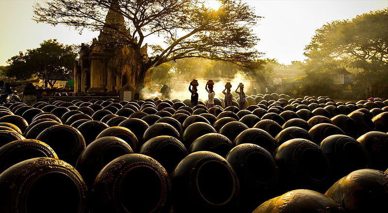 Bagan Myanmar People Village Asia Temple - Resolution:, HD wallpaper