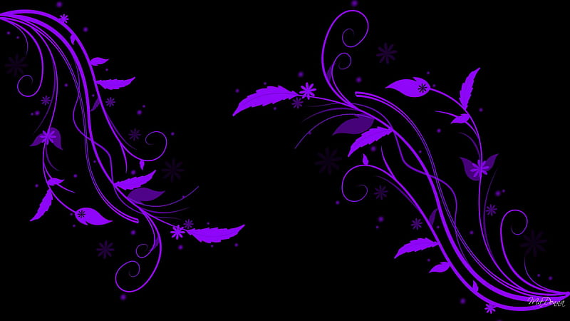 Purple Leaf Design With Black Background Purple, HD wallpaper | Peakpx