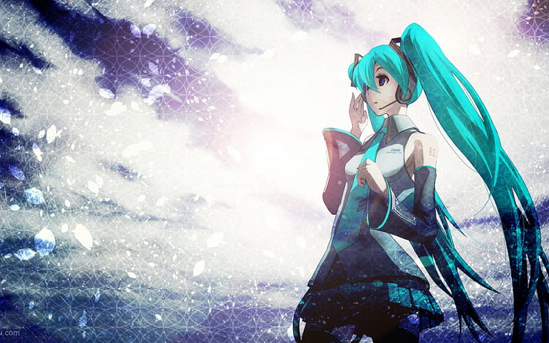 miku!!, drees, blue aqua hair, dress, ciel, long hair, HD wallpaper