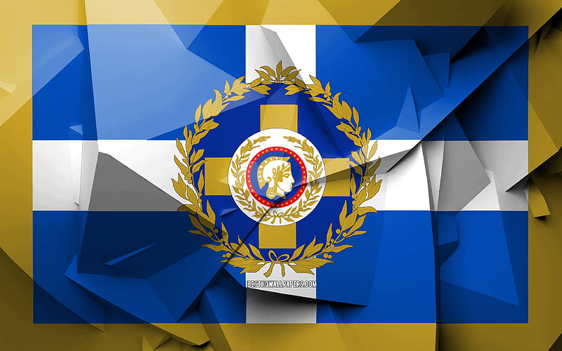 Flag of Attica, geometric art, Regions of Greece, Attica flag, creative, greek regions, Attica Region, administrative districts, Attica 3D flag, Finland, Attica, HD wallpaper