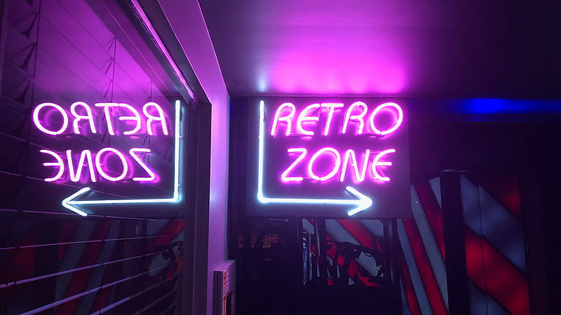 retro, zone, neon, arrow, sign, HD wallpaper