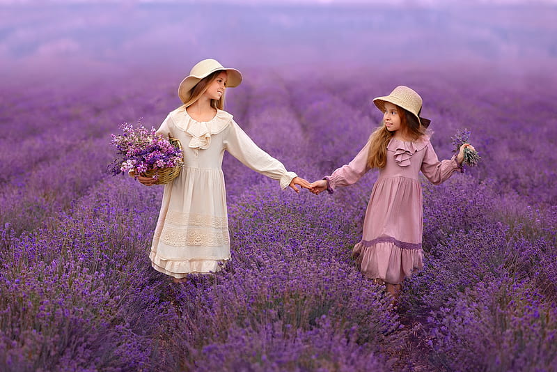 graphy, Child, Depth Of Field, Dress, Flower, Girl, Hat, Lavender, Little Girl, Purple Flower, HD wallpaper