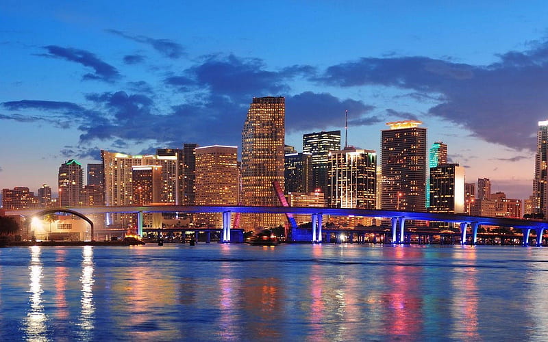 Miami Florida night lights city buildings blue 1080x1920 iPhone  8766S Plus  background iphone miami HD phone wallpaper  Pxfuel