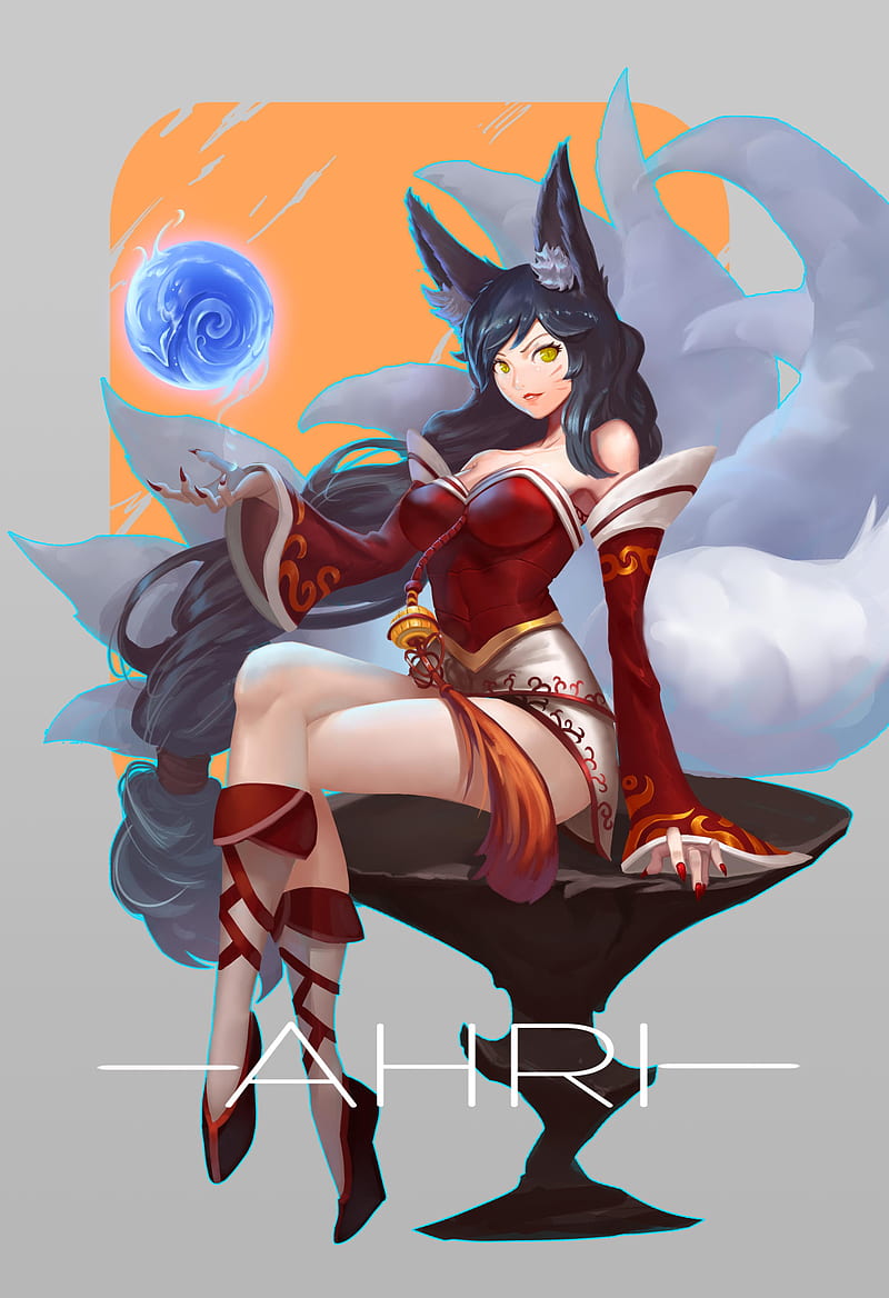 Ahri (League of Legends), League of Legends, PC gaming, anime girls, anime,  sitting, HD phone wallpaper | Peakpx