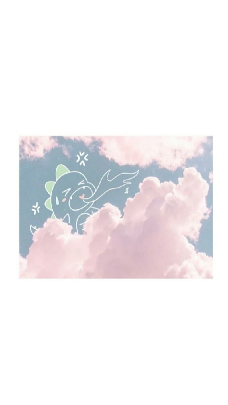 DinoNube, cute, dinosaurio, nube, HD phone wallpaper