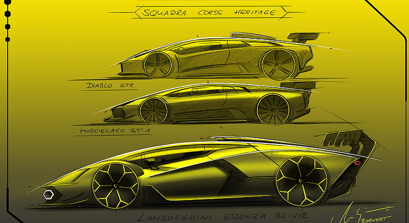 2021 lamborghini essenza scv12 - boceto de diseño, coche, Fondo de pantalla  HD | Peakpx
