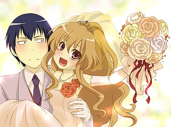 Toradora Love, abrazo, love, anime, cat, hug, kiss, ryuuji, taiga, HD phone  wallpaper