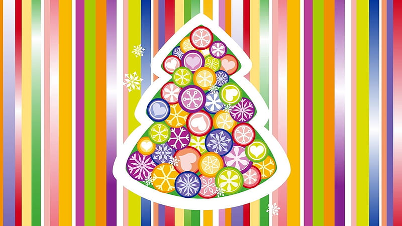 Christmas Tree Colors Lines Snowflake Snowflake, HD wallpaper