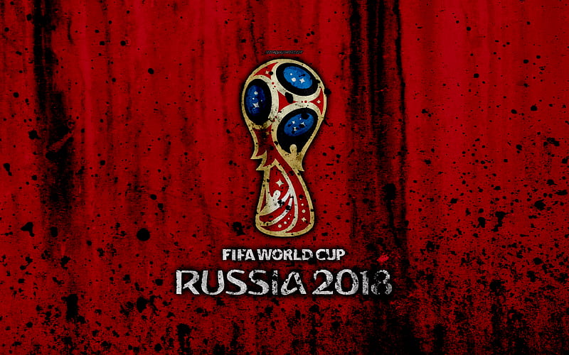 2018 FIFA World Cup Russia 2018, soccer, FIFA, football, grunge, World Cup 2018, logo, Soccer World Cup, HD wallpaper