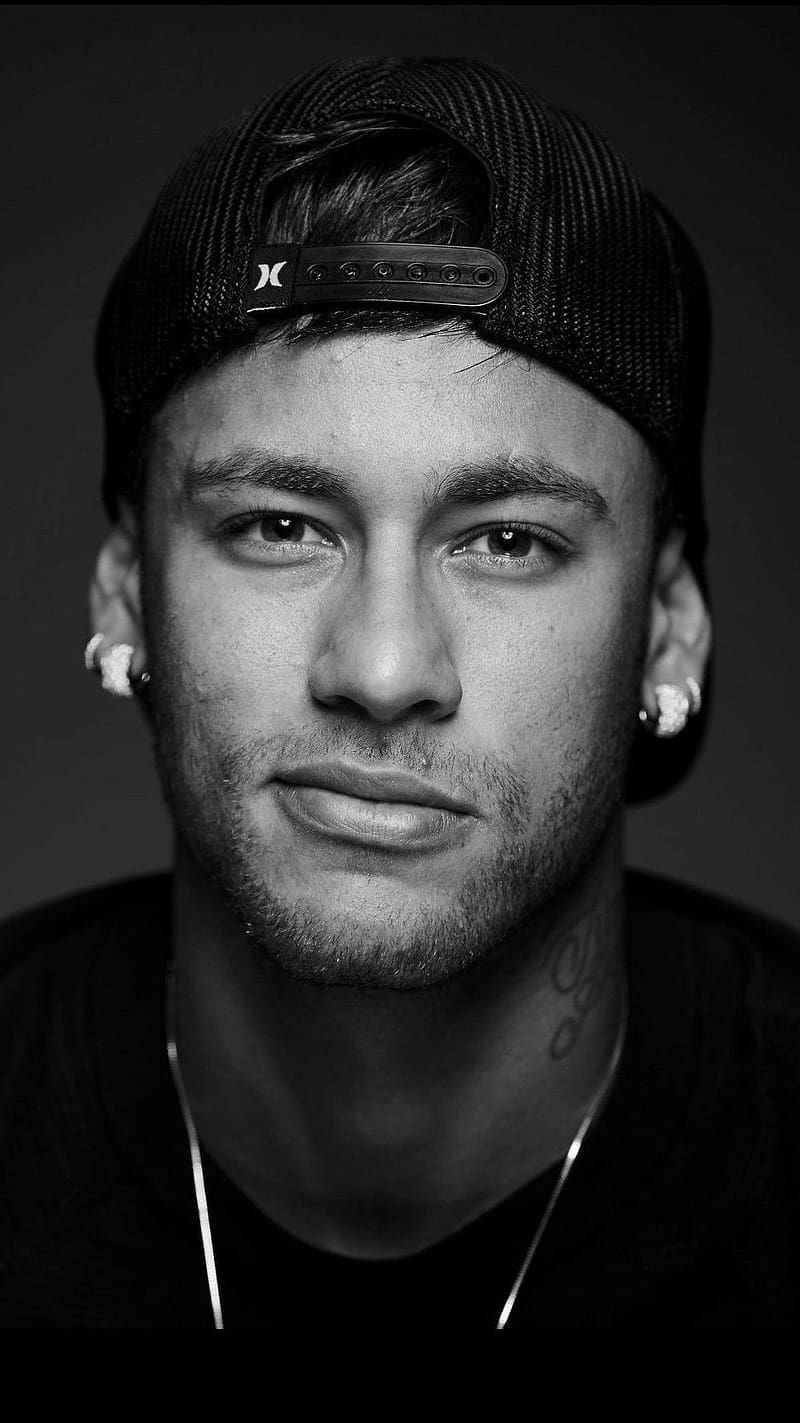 Neymar Potrait, neymar, potrait, black and white, football, HD phone wallpaper