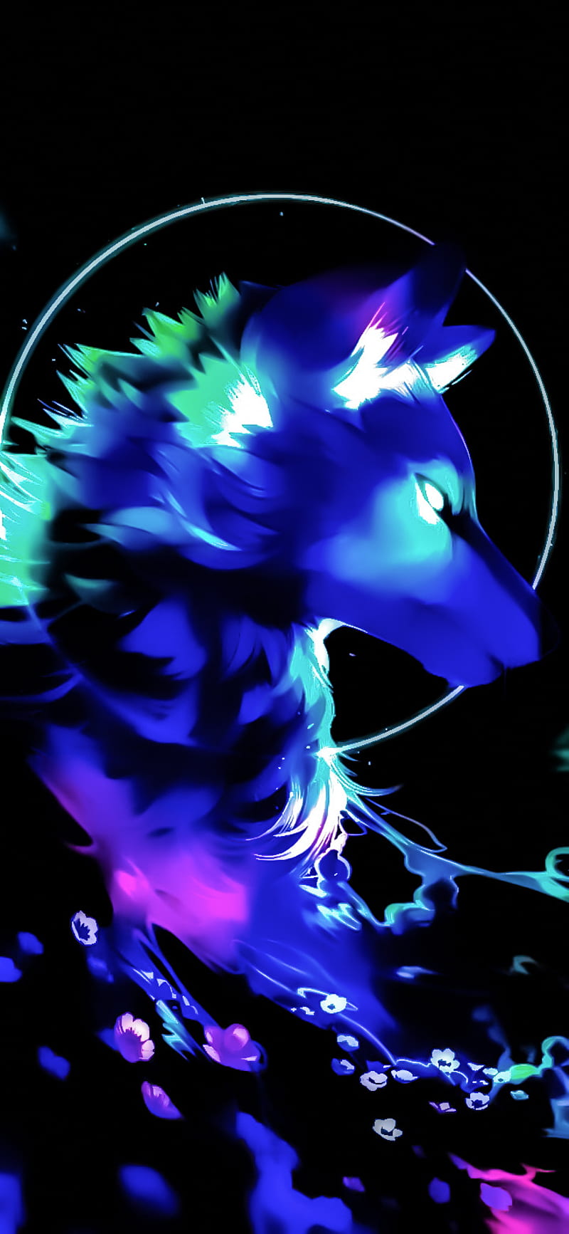 Wolf Galaxy, electric blue, art, HD phone wallpaper | Peakpx