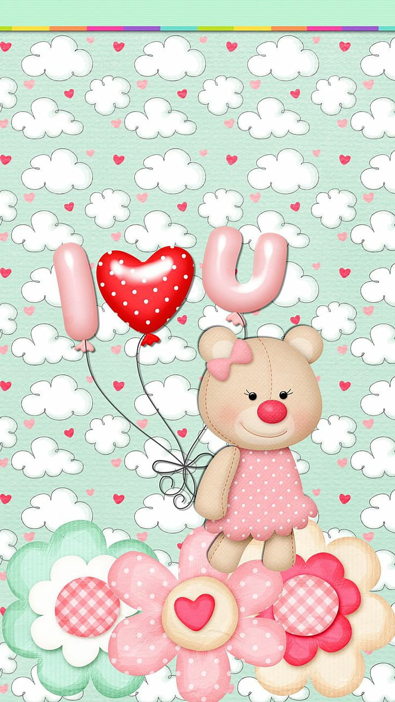 Love teddy , ballons, bear, i love you, HD phone wallpaper