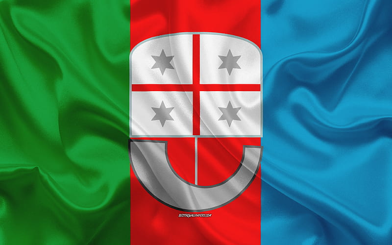 Flag of Liguria silk texture, Liguria, silk flag, Regions of Italy, Italian area flag, Liguria flag, Italy, administrative area, HD wallpaper