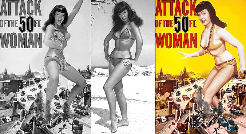 Attack of the 50ft Bettie Page, 50ft Woman Poster, Bettie Page, 50ft Woman, Giantess, HD wallpaper