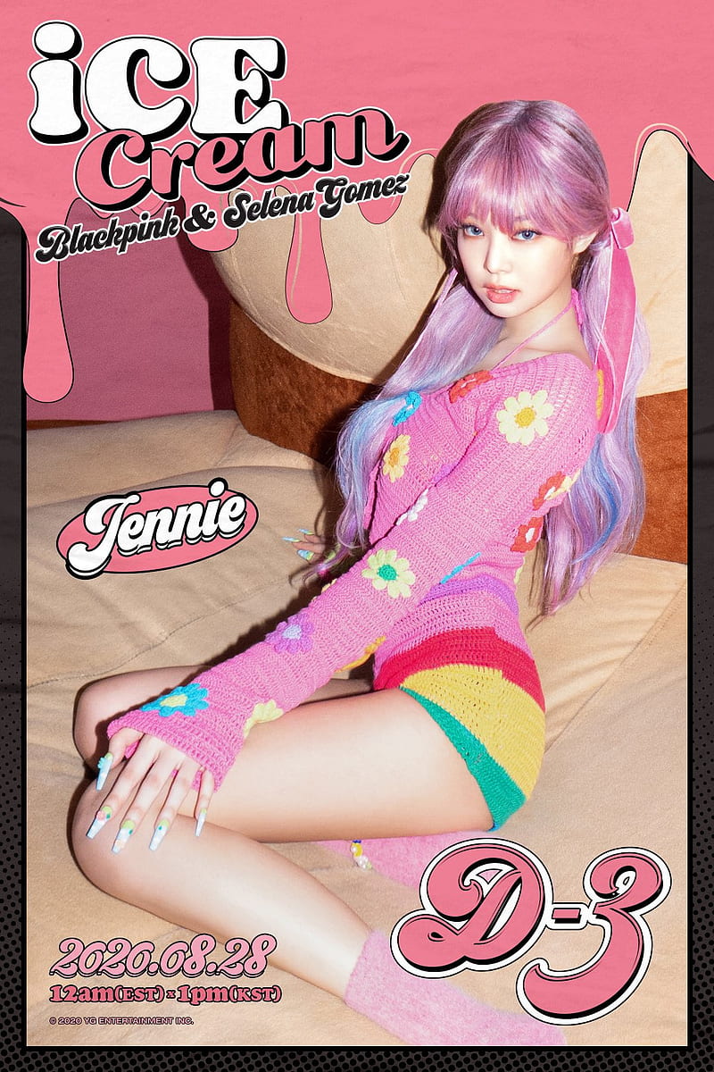 Jennie IceCream, blackpink, ice cream, new, pink, selena, HD phone wallpaper