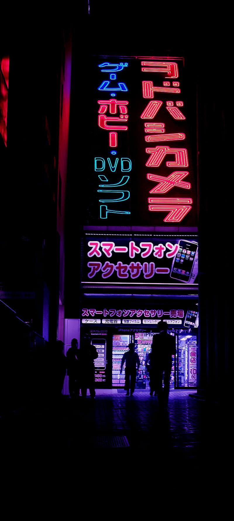 Japan street, club, dvd, el, games, japanese, neon, night, police, street, writing, HD phone wallpaper