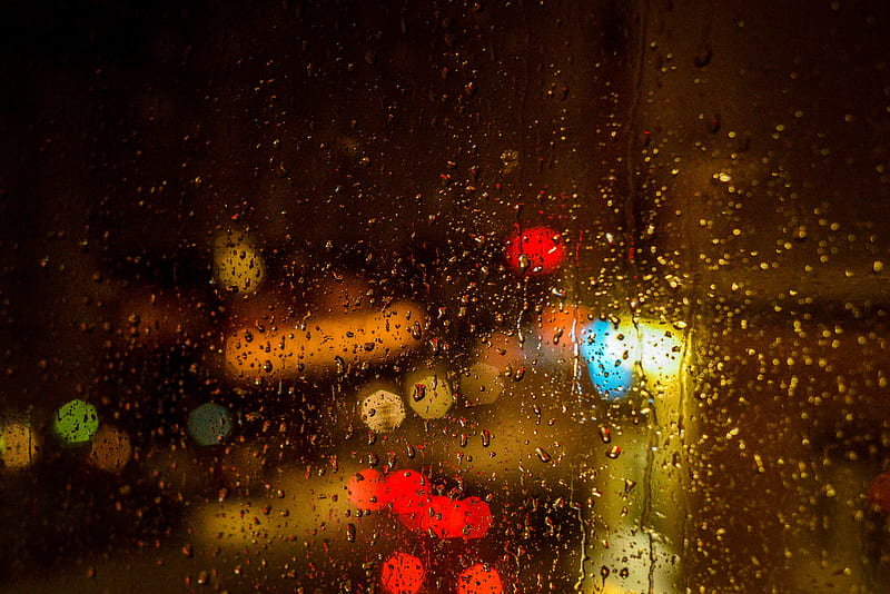 glare, colorful, drops, blur, rain, HD wallpaper