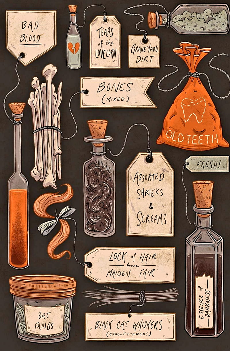Spooky Ingredients , halloween, witch, creepy, awesome, spells, HD phone wallpaper