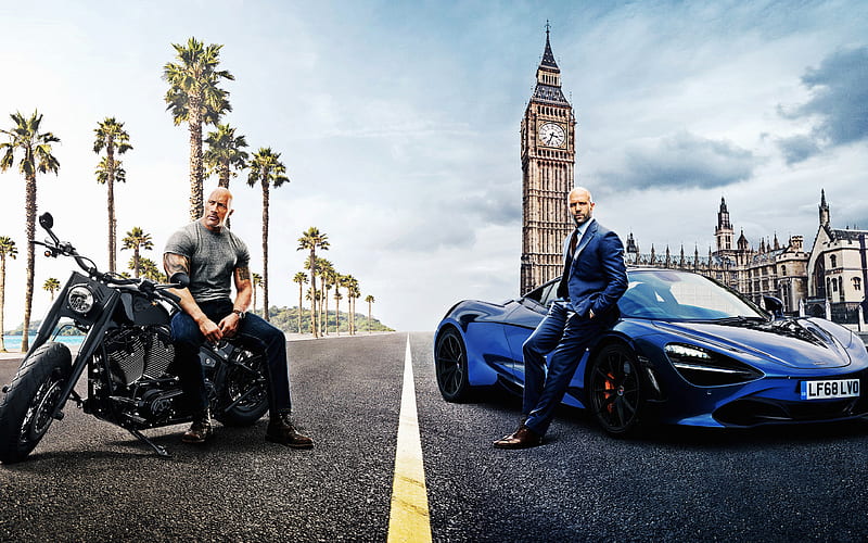 Fast and Furious, Hobbs and Shaw, 2019 poster, promotional materials, Fast and Furious 9, Jason Statham, Dwayne Johnson, main characters, HD wallpaper