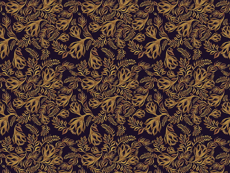 pattern, ornament, plants, brown, HD wallpaper
