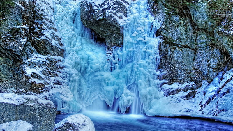 Frozen Waterfall, ice, waterfall, frozen, winter, HD wallpaper