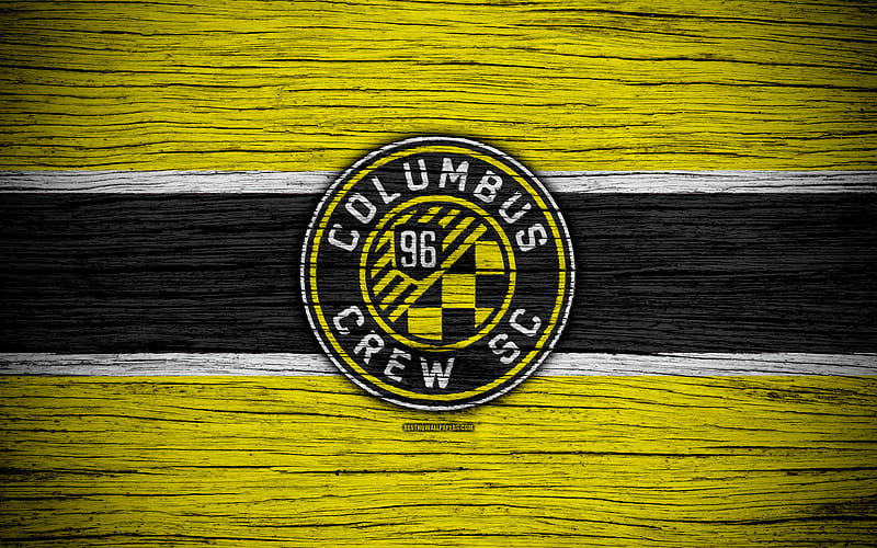 Columbus Crew MLS, wooden texture, Eastern Conference, football club, USA, Columbus Crew FC, soccer, logo, FC Columbus Crew, HD wallpaper
