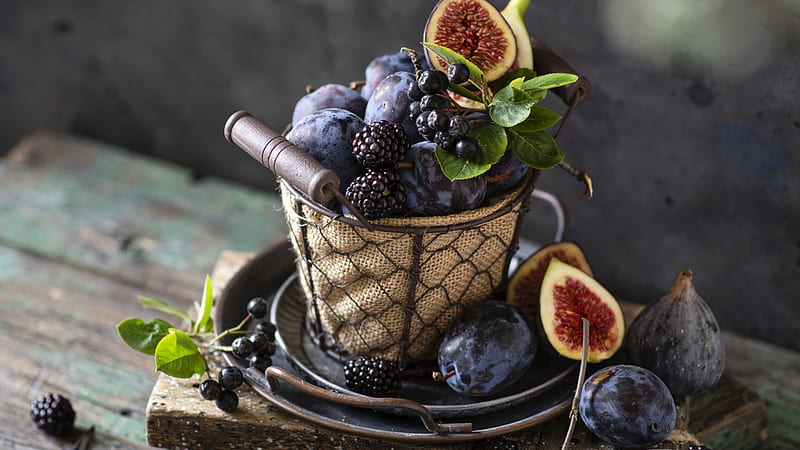 Blackberry Fig Plum Fruit, HD wallpaper