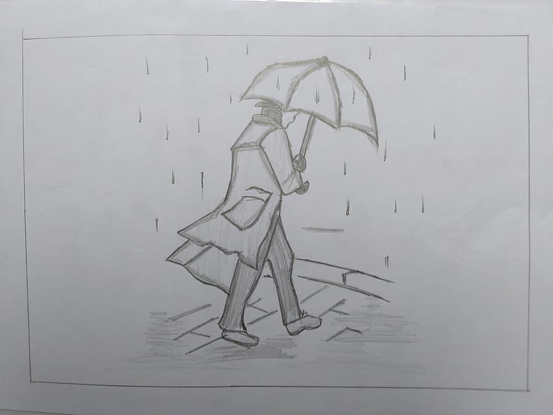 Dibujo, hombre, pieza, lluvia, bosquejo, bocetos, viaje, Fondo de pantalla  HD | Peakpx