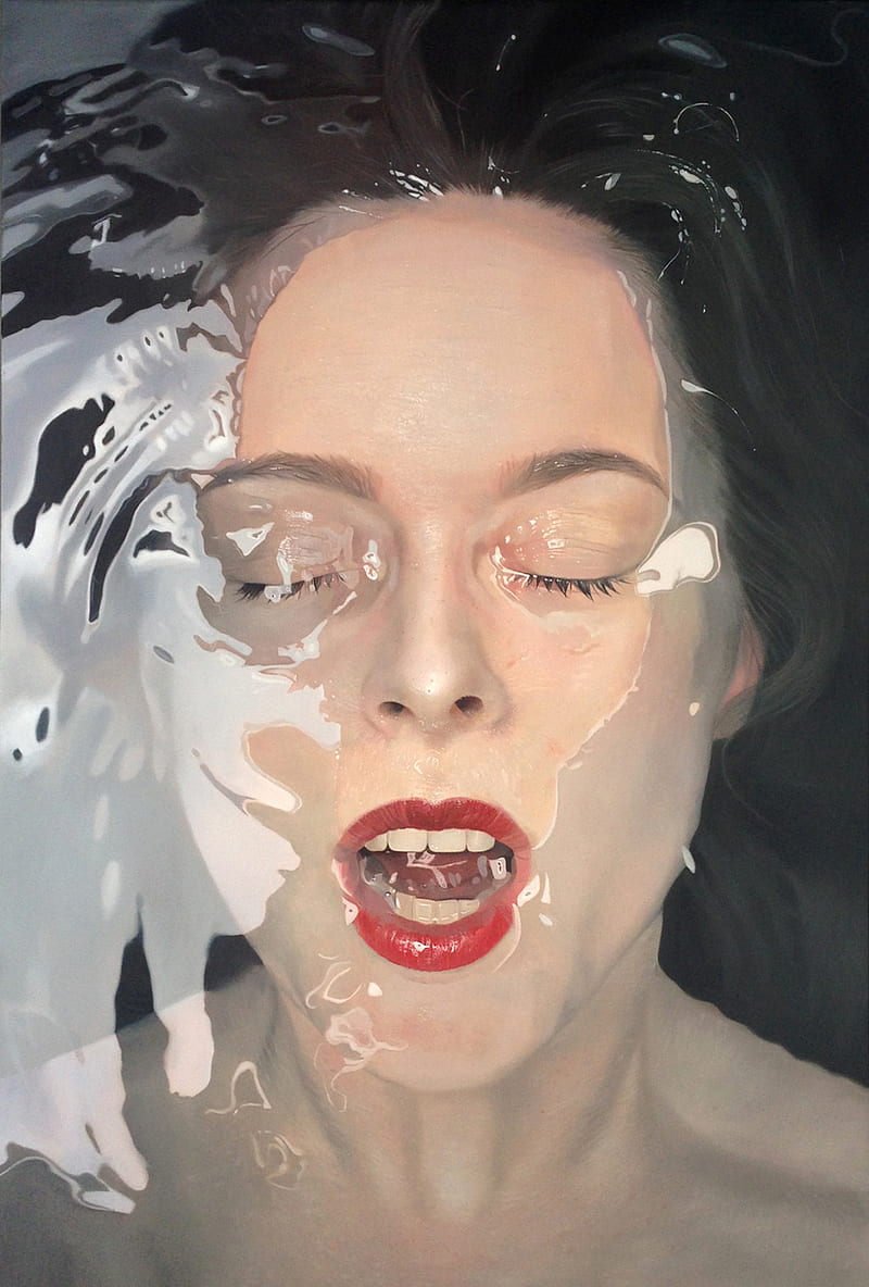 Mike Dargas, painting, artwork, women, face, realistic, HD phone wallpaper