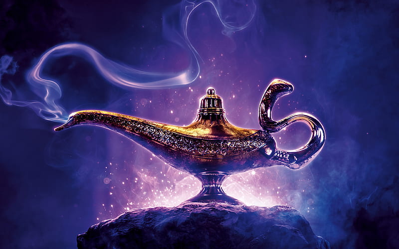 Aladdin, 2019 poster, promo, Aladdins lamp, art, HD wallpaper