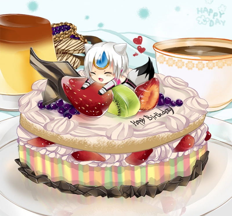Eve, cake, pretty, white hair, kiwi, game, adorable, tea, sweet, fruit, birtay cake, nice, drink, jelly, huge, lovely, food, chibi, happy, cute, cup, strawberry, happy birtay, hungry, video game, small, elsword, big, giant, delicious, rpg, kawaii, mini, tiny, coffee, jello, cream, HD wallpaper
