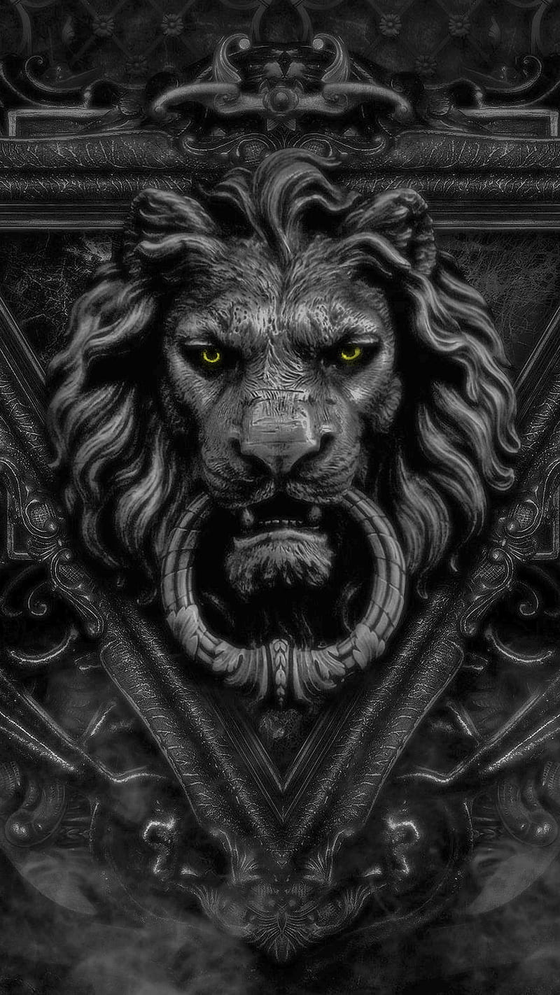 Door Knocker, black, lion, HD phone wallpaper