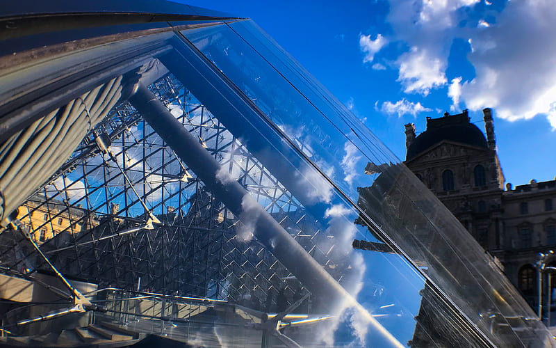 Louvre Museum, french landmarks, stained-glass windows, Paris, France, Europe, HD wallpaper