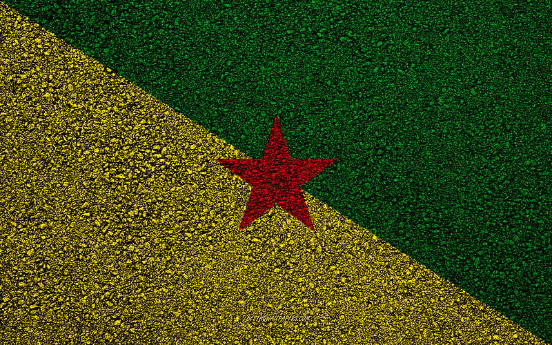 Flag of French Guiana, asphalt texture, flag on asphalt, French Guiana flag, South America, French Guiana, flags of South America countries, HD wallpaper