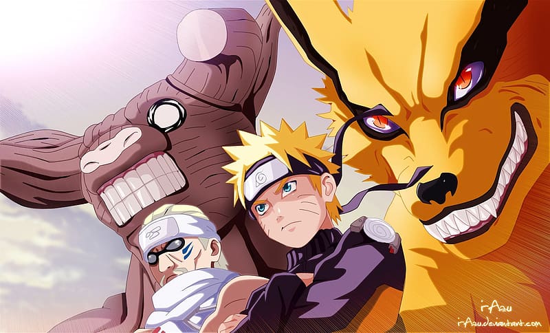 Anime, Naruto, Naruto Uzumaki, Kyūbi (Naruto), Killer Bee (Naruto), Gyûki (Naruto), HD wallpaper