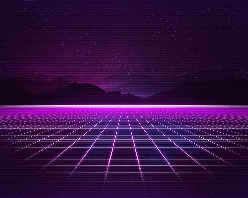 Grid, Purple, Artistic, Synthwave, Retro Wave, HD wallpaper