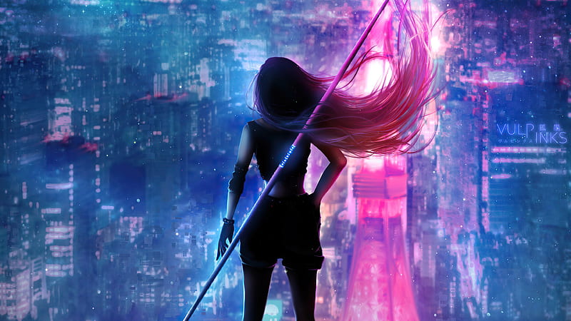 Cyberpunk Girl In Neon Mode, cyberpunk, scifi, artist, artwork, digital-art,  HD wallpaper