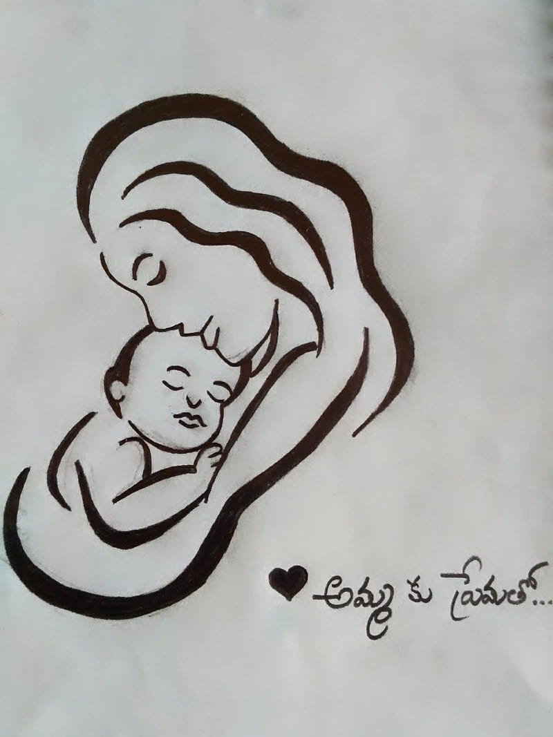 Mother Sketch, pencil sketch, mothers love, HD phone wallpaper | Peakpx