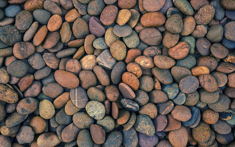 brown stones, pebble, coast, sea stones, stone texture, HD wallpaper