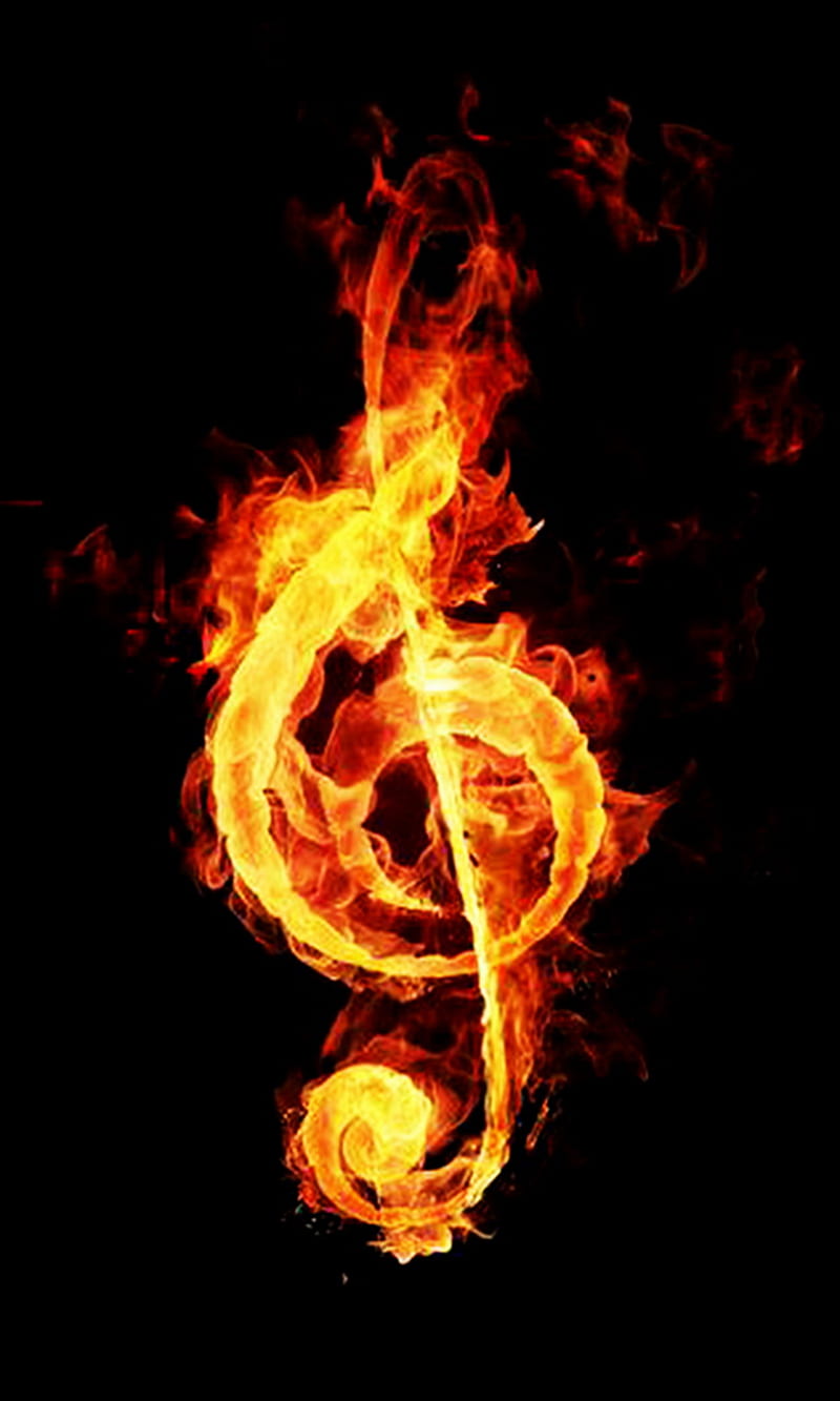 Music, fire, flame, symbol, HD phone wallpaper
