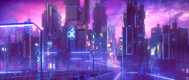 Scavenger Cityscape Cyberpunk, Cyberpunk Dual Monitor HD wallpaper