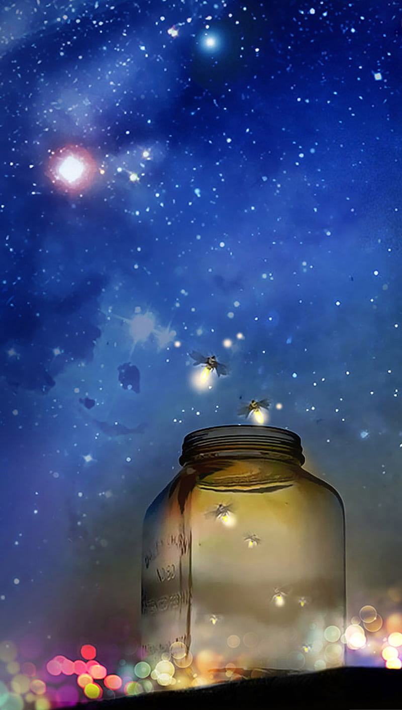 Sky, jar, moon, night, HD phone wallpaper