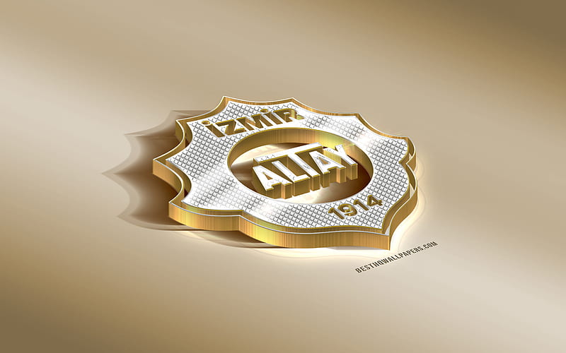 Altay SK, Turkish football club, golden silver logo, Izmir, Turkey, TFF First League, PTT 1 Lig, 3d golden emblem, creative 3d art, football, HD wallpaper
