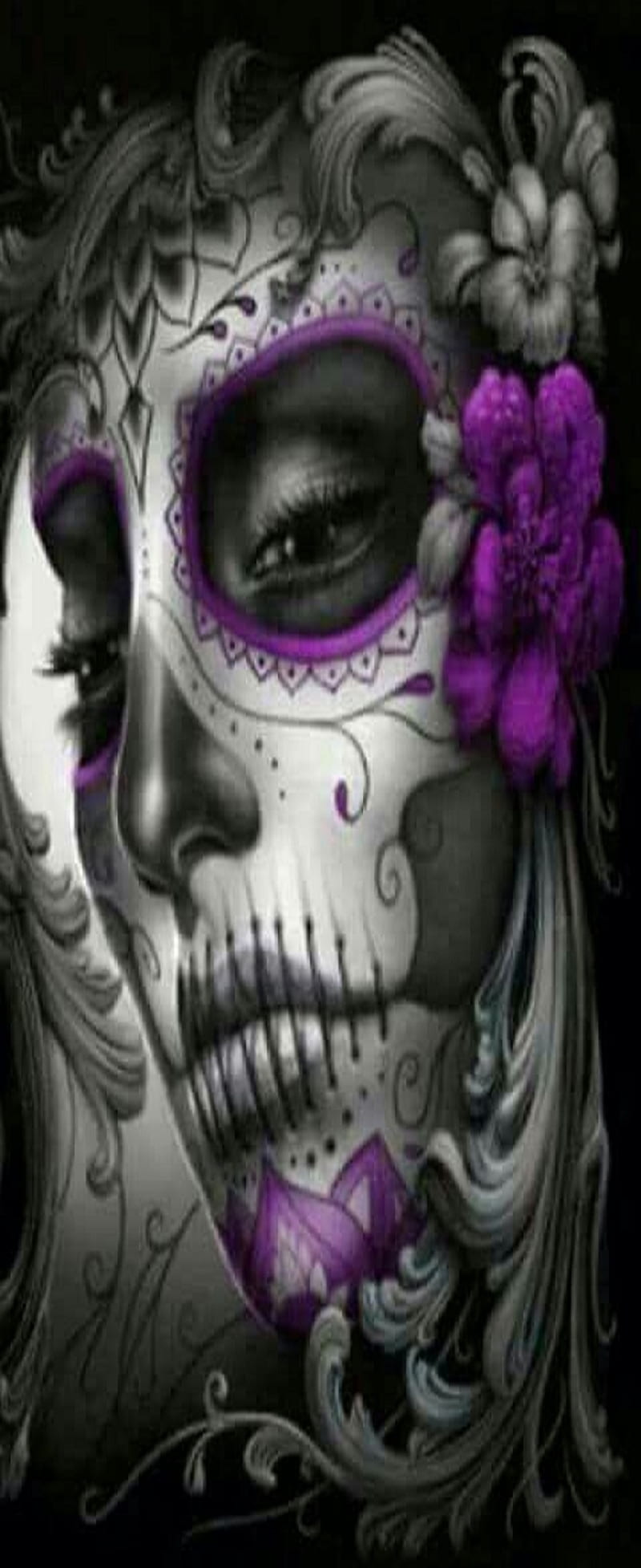 sugarskull woman, dia de los muertos, skull, sugarskull, HD phone wallpaper